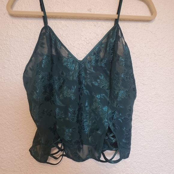 Frederick's Of Hollywood Lingerie Camisole 2pc Set Hunter Green ( L ) - Picture 1 of 15